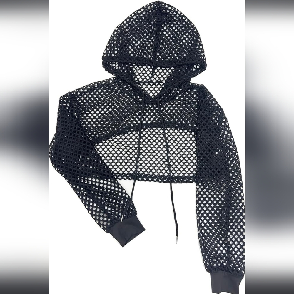 Mesh Half Hoodie Women's Ravewear Clubwear